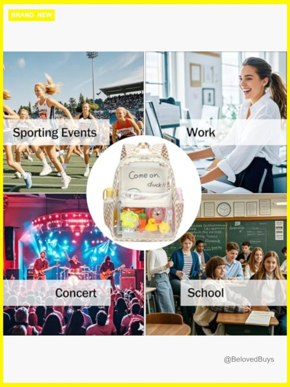 Clear Backpack for Stadium Events, Small Transparent Bag for Concert Work School